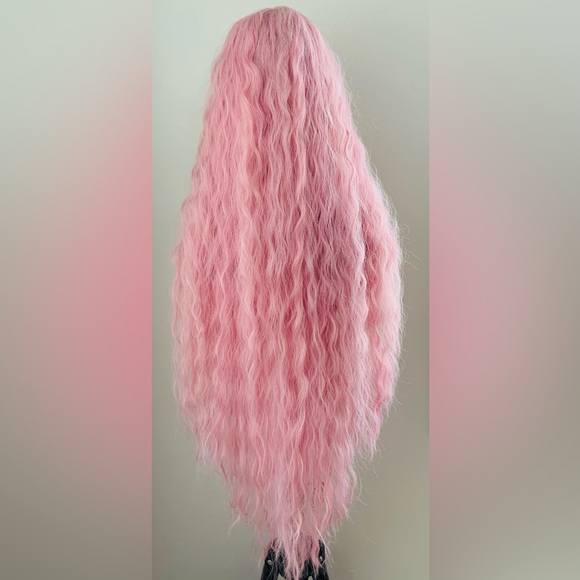 Long Pink Premium Fiber Lace Front Wig for Fashion/Cosplay/Gaming & More! 🌸 - Picture 8 of 9